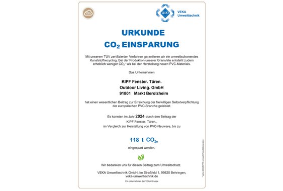 Urkunde CO² Einsparung